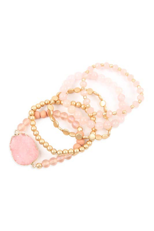 Love and Repeat - Wholesale Jewelry Set - DRUZY CHARM MIXED BRACELET SET7