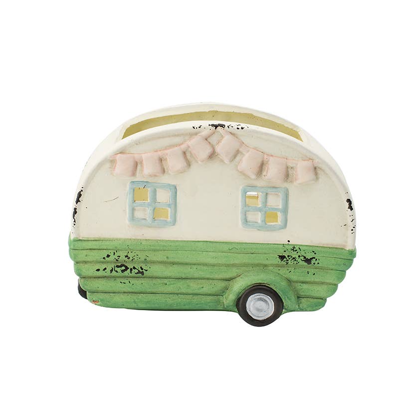 A&B Home Group Inc. - Wholesale Plant Pot - 8.5x4x6" Crm Camper Planter,Wh/Gr 6EA/CTN2