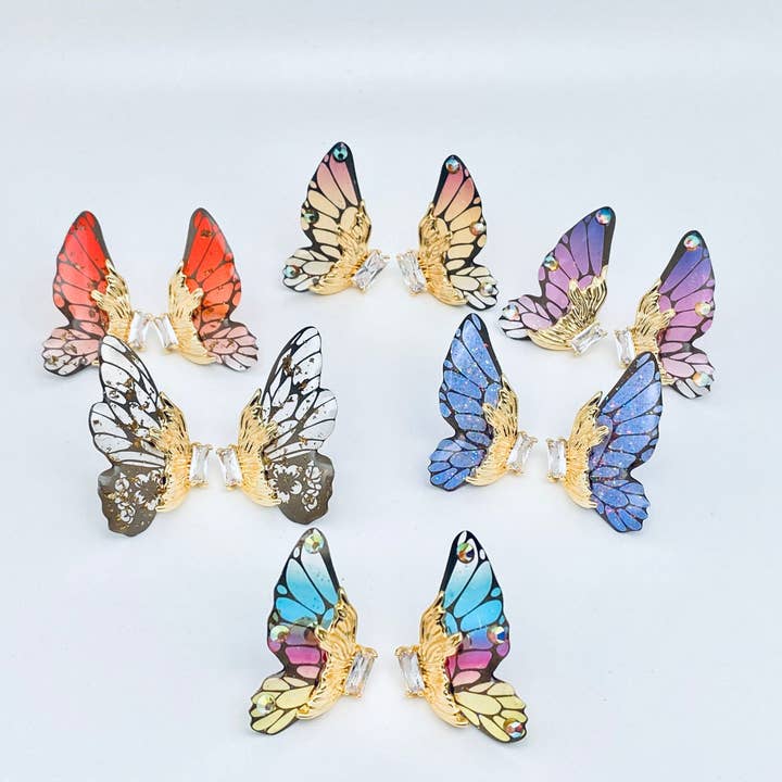 Mio Queena - Wholesale Stud/Post Earrings - Gradient Butterfly Wings Stud Earrings