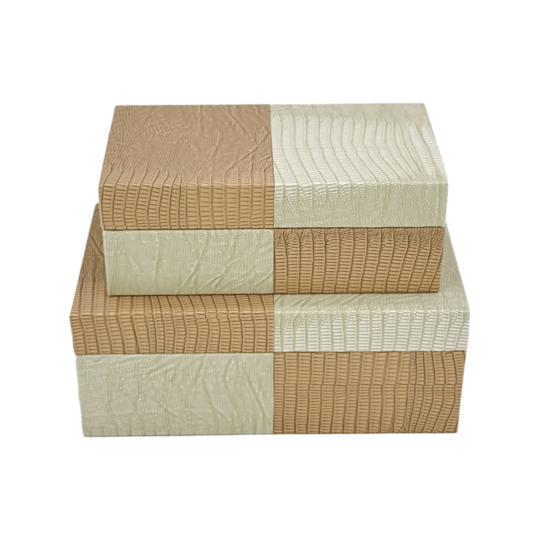 Galt International Company - Vente Boîtes décoratives - Coffret décoratif bicolore en cuir végétalien24