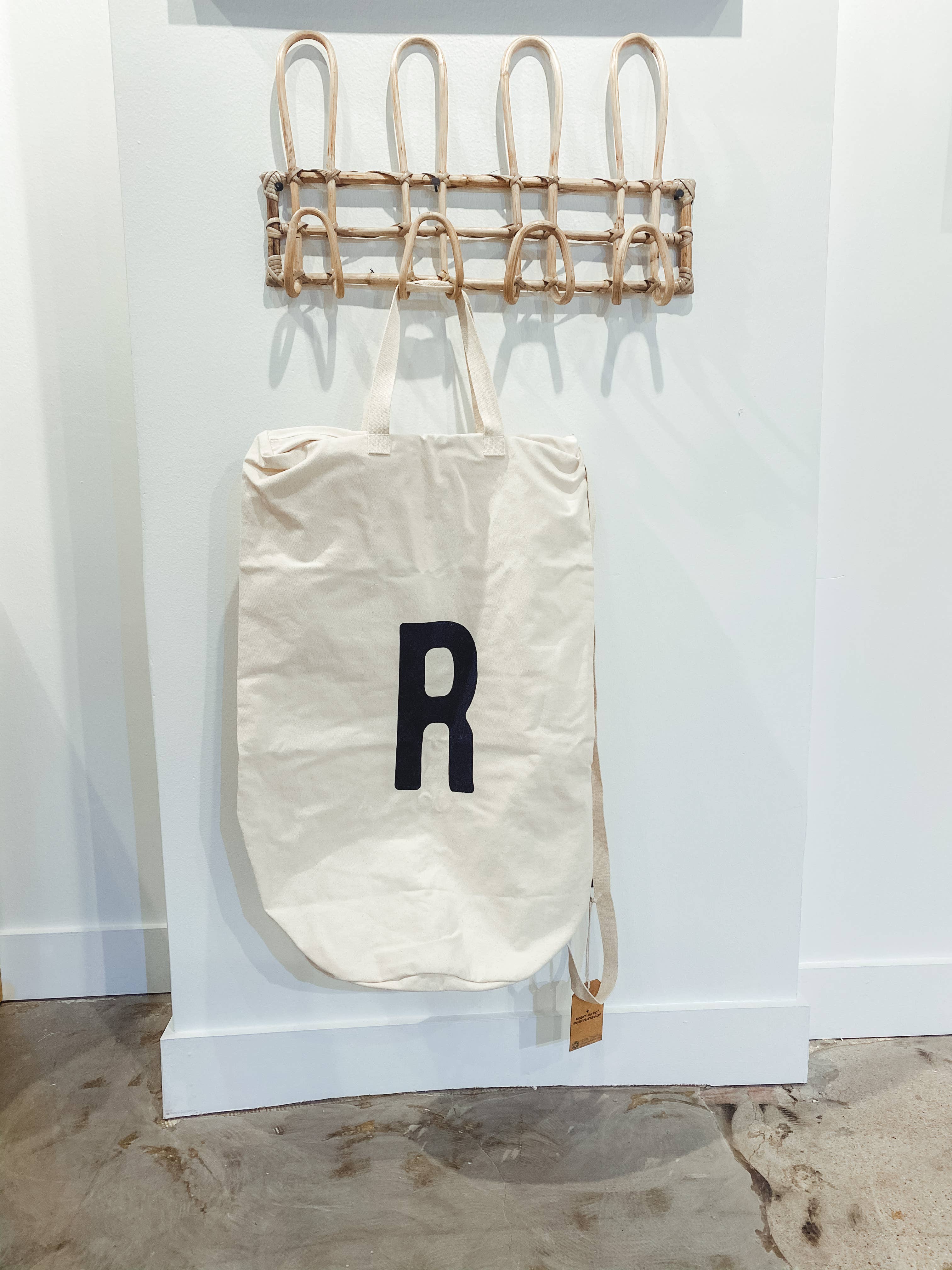 Modern Burlap - Wholesale Laundry Bag - Cotton Canvas Laundry Bag With Shoulder Strap - Alphabet14