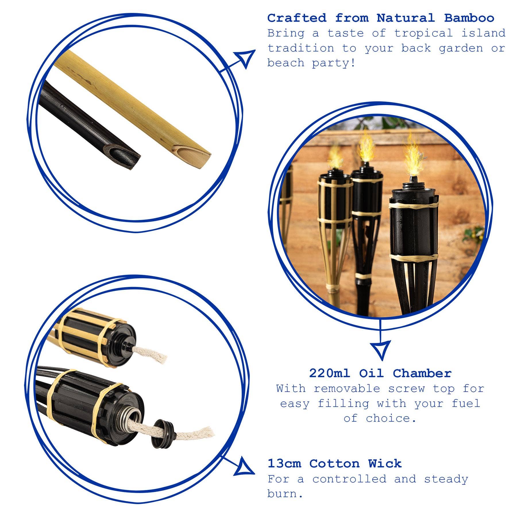 Rinkit Ltd - Wholesale Jar/Filled Candle - Harbour Housewares Bamboo Garden Tiki Torch - Natural3