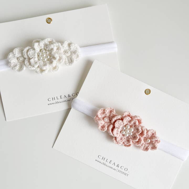 Dahlia Crochet Headband for wholesale by Chlea & Co.