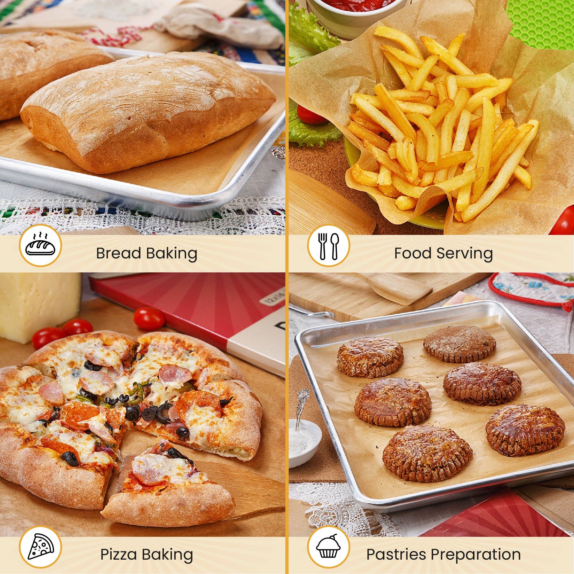 Baker's Signature - Wholesale Baking Sheet/Mat - Quarter Sheet Pans 8x12 Inch Pack of 120 Parchment Paper Baking Sheets by Baker’s Signature | Precut Silicone Coated & Unbleached – Will Not Curl or Burn – Non-Toxic & Comes in Convenient Packaging5