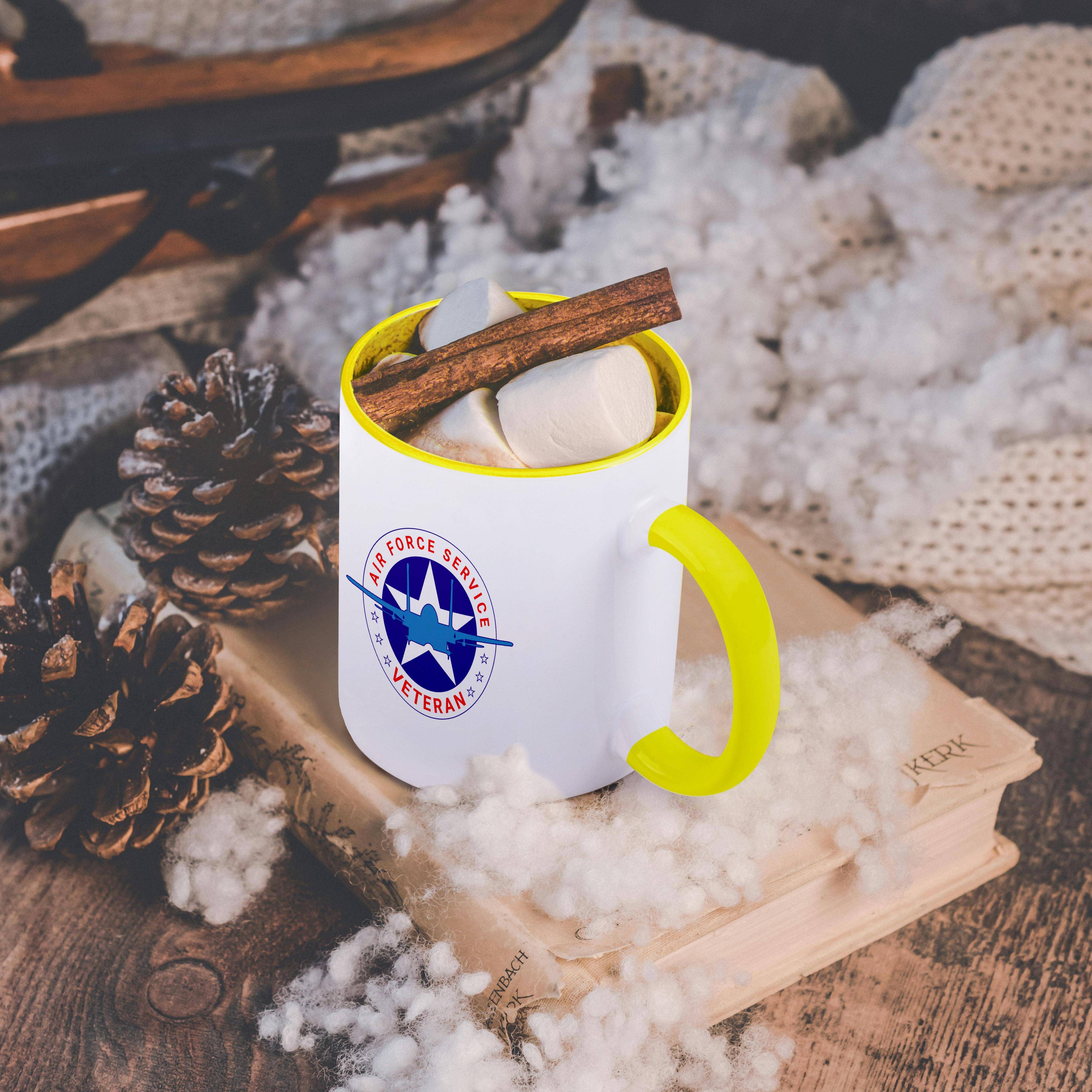 3dRose - Wholesale Coffee Mug - 3dRose, Air Force Service Veteran elegant badge, blue plane white star, Mug5