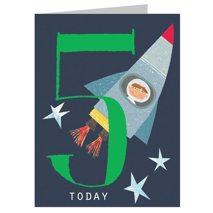 NTW05 Mini 54321 Blast Off 5th Birthday Card for wholesale by Kali Stileman Publishing