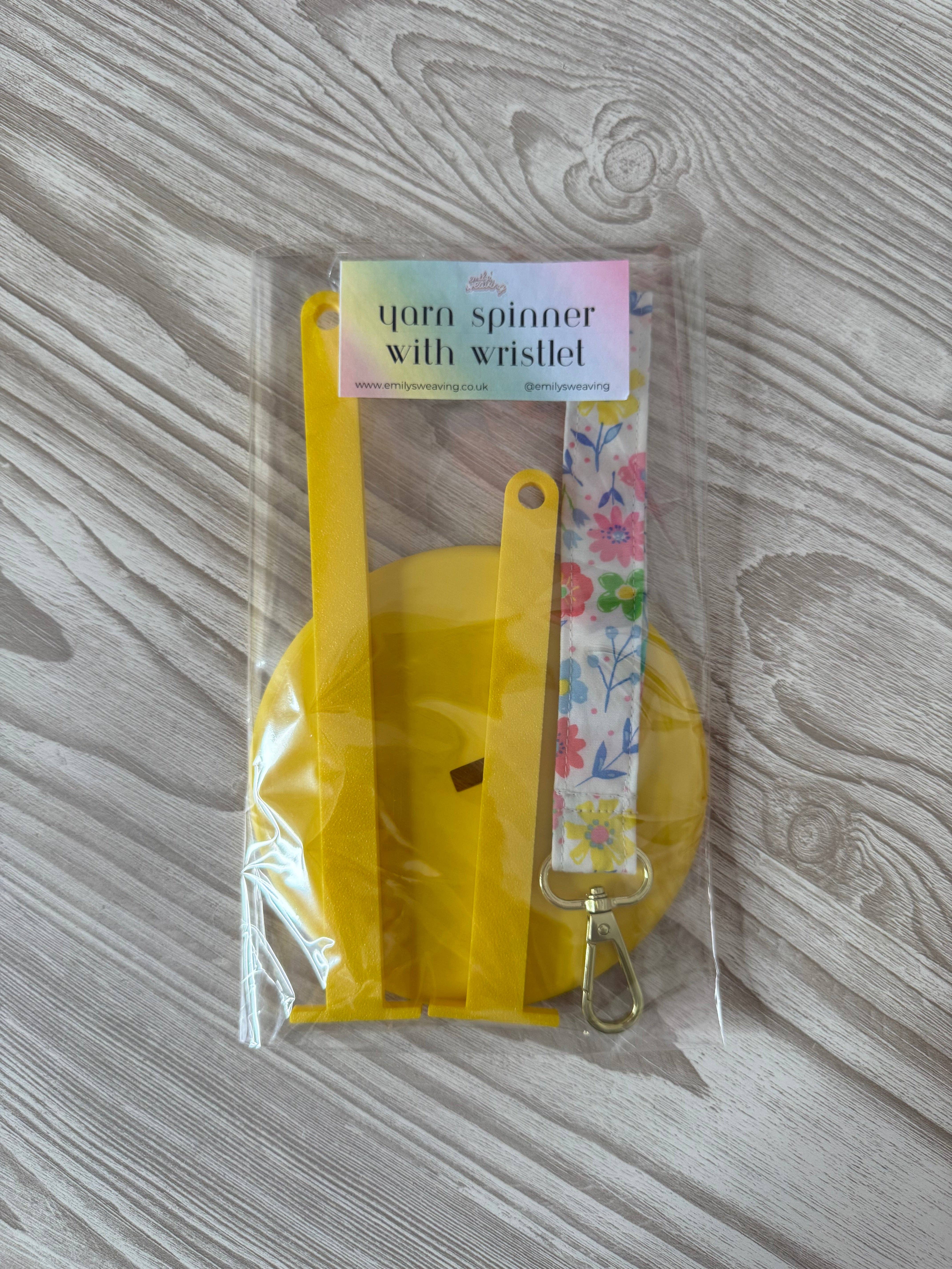 Emily's Weaving – wholesale Knitting/Crochet Supplies – Yellow Yarn Spinner with Ditsy Wristlet5