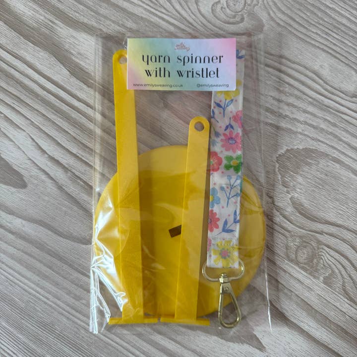 Emily's Weaving – wholesale Knitting/Crochet Supplies – Yellow Yarn Spinner with Ditsy Wristlet5