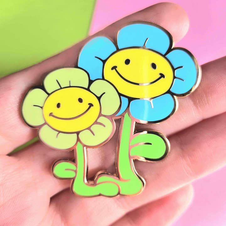 Flower Enamel Pin for wholesale by Dizzy Leopard Shop