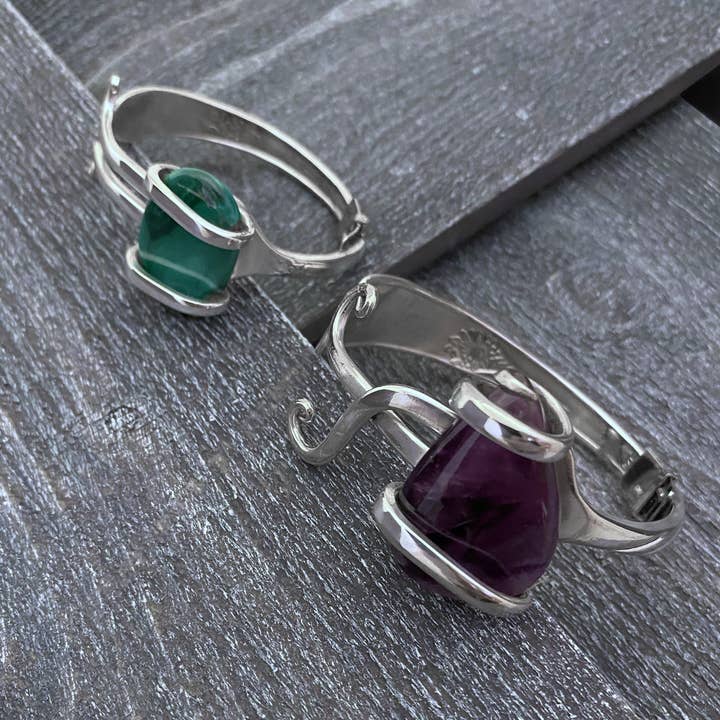 Fork Bracelet with Semi-precious Stone Cabochons for wholesale by Marchello Art