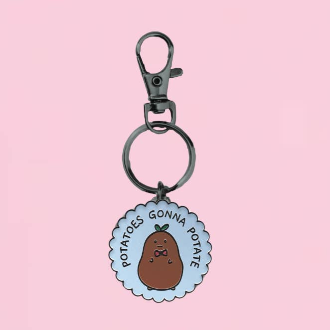 Potatoes Gonna Potate Enamel Keychain Bag Charm for wholesale by Fluffmallow (Custom duties for USA are pre-paid by us)
