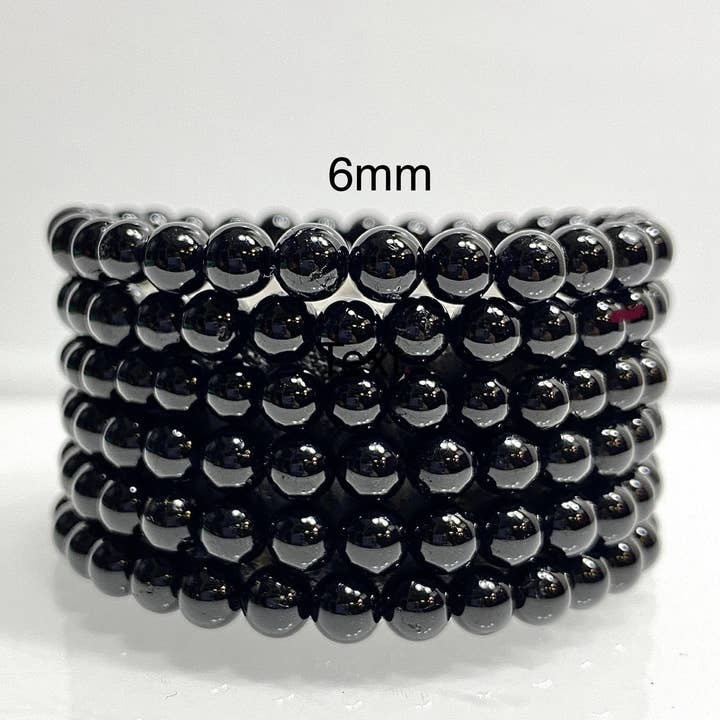 Bracciale in Cristallo di Tormalina Nera Naturale 6mm 7,5” per la vendita all'ingrosso da parte di KayleeNYC