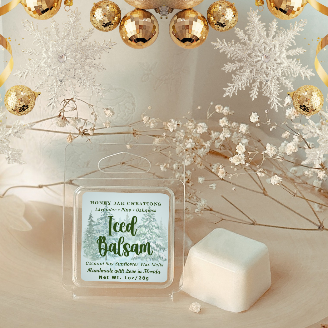 Honey Jar Creations - Vente Fondants - Balsam Givré | Inspiré de Noël | Fondants de Cire Artisanaux0