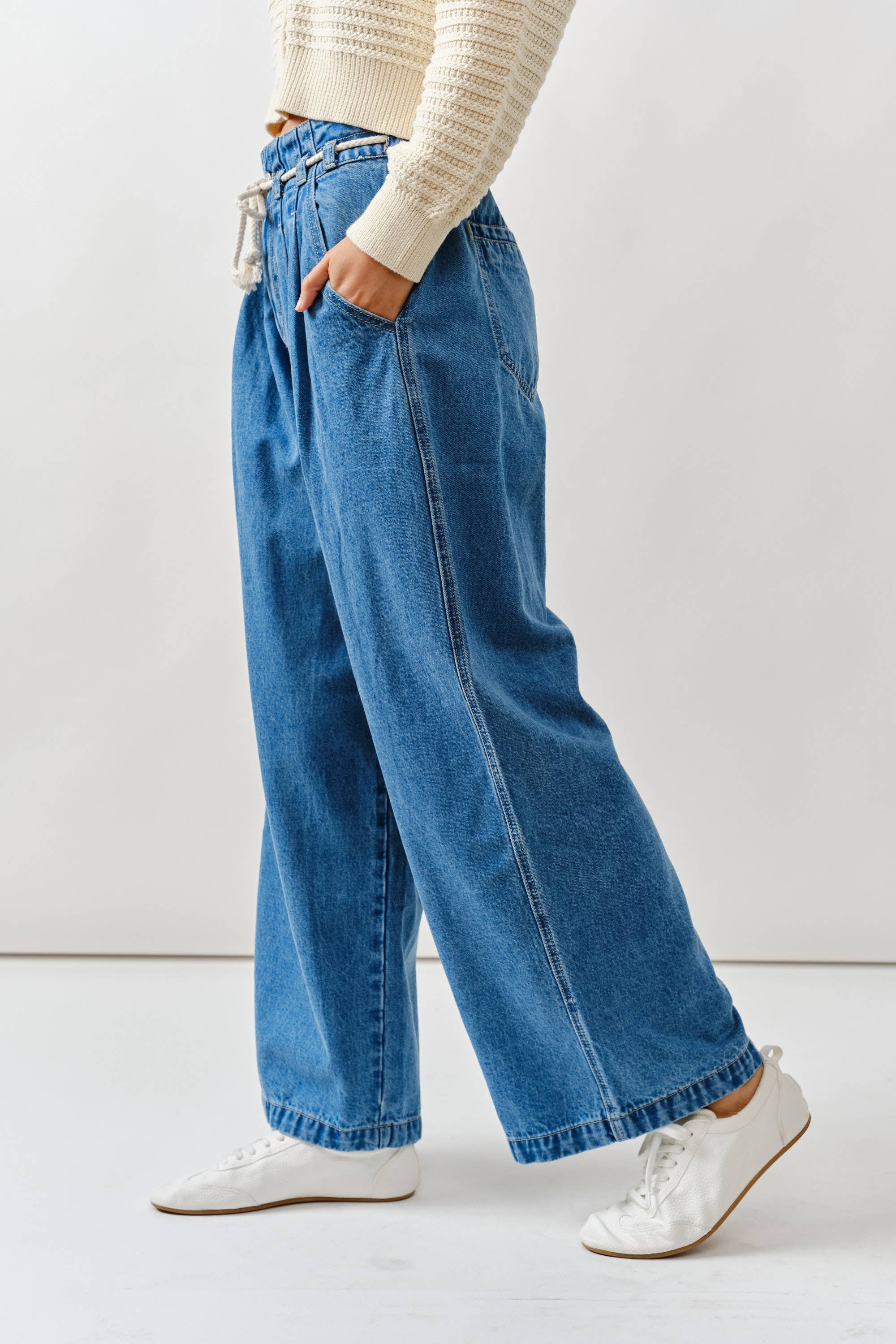 Aaron & Amber - Wholesale Pants - Women's - MAP3311 STRIPE WIDE LEG PANTS WITH ROPE BELT2