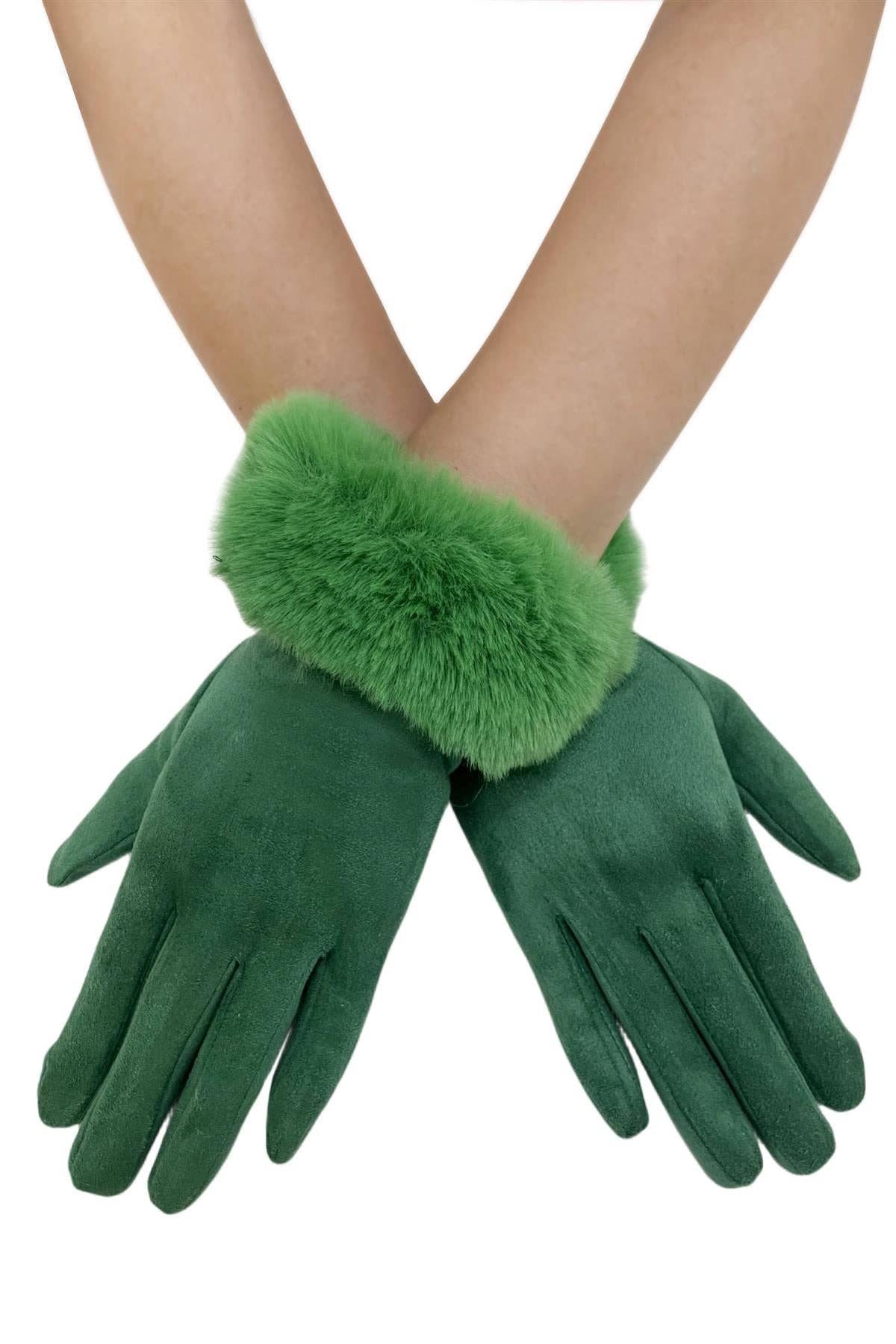 Fashion Scarf World - Venta al por mayor Guantes - Mujer - Guantes de ante con pantalla táctil y ribete de piel sintética11