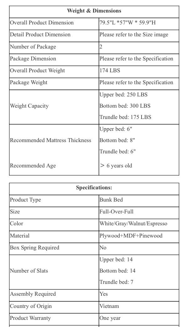 VTNG50 - Wholesale Bed - Full Over Full Bunk Bed with Twin Size Trundle, White13