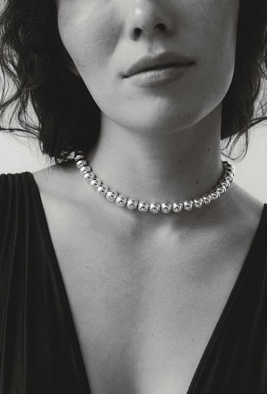 Maslo Jewelry – wholesale Beaded/pearl necklace – Silver Senna Necklace1