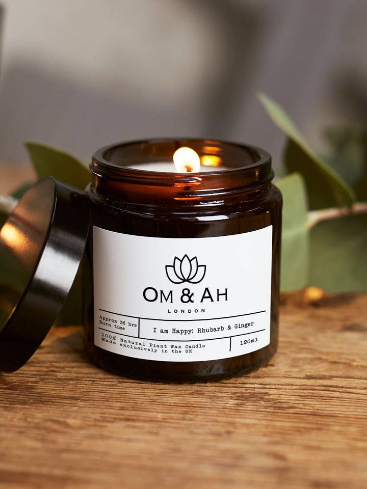 "I Am Happy" Candle for wholesale by Om & Ah