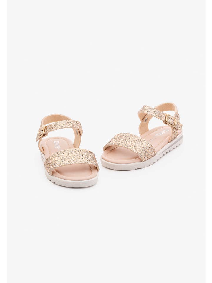 Conguitos - Wholesale Sandals – Kids - Girl's Glitter Platinum Sandals1