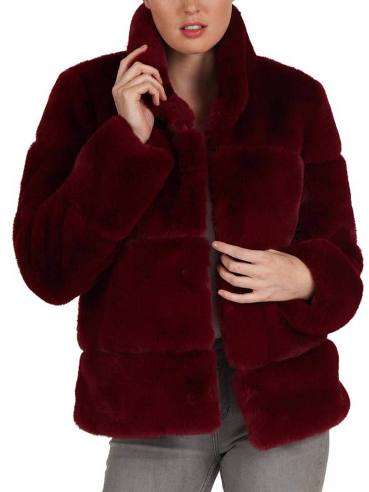 Love Token Quilted Pattern Ladies Faux Fur Jacket for wholesale by New Yorker's Apparel