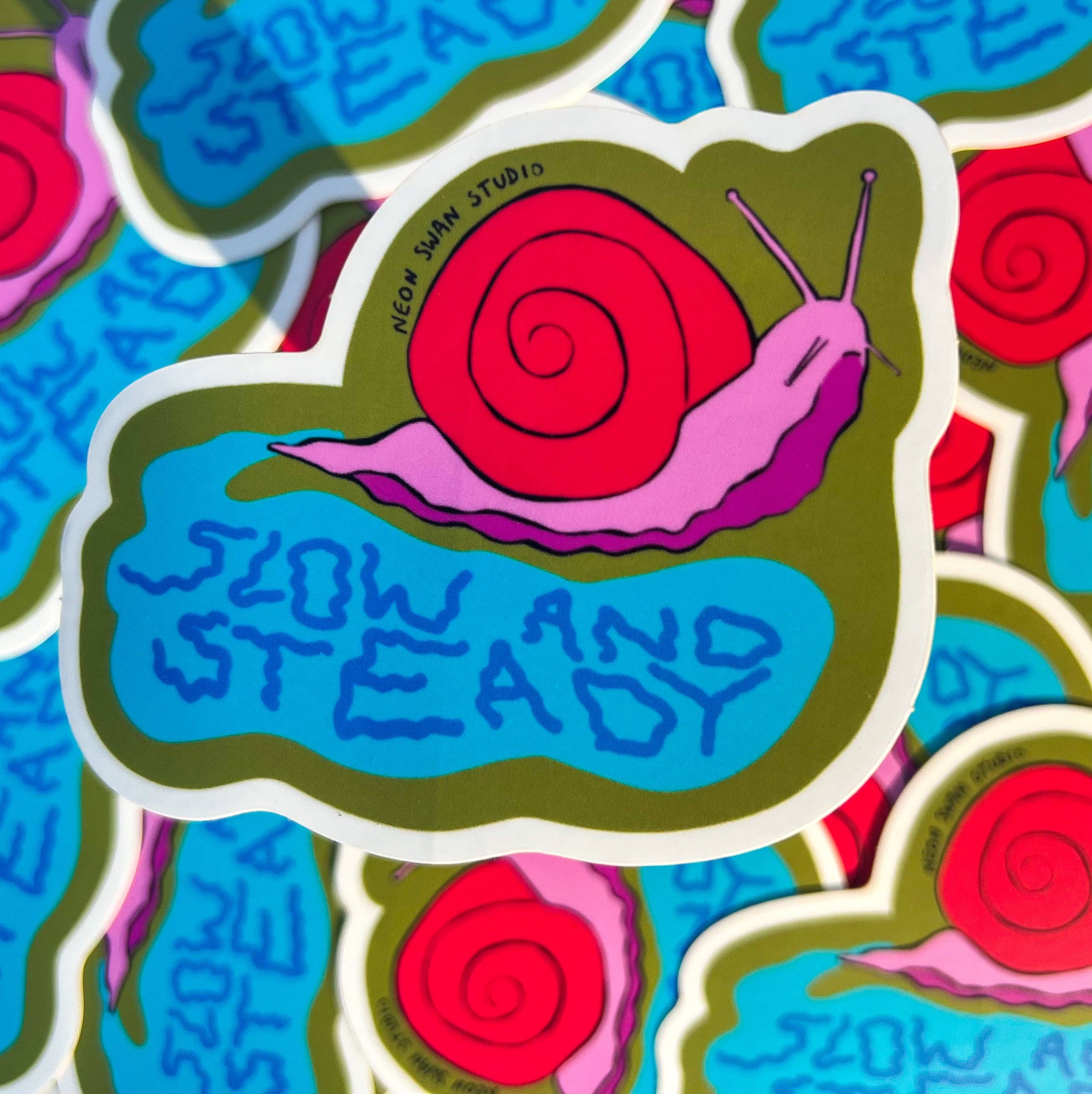 Neon Swan Studio LLC - Wholesale Sticker - Slow and Steady Snail Sticker0