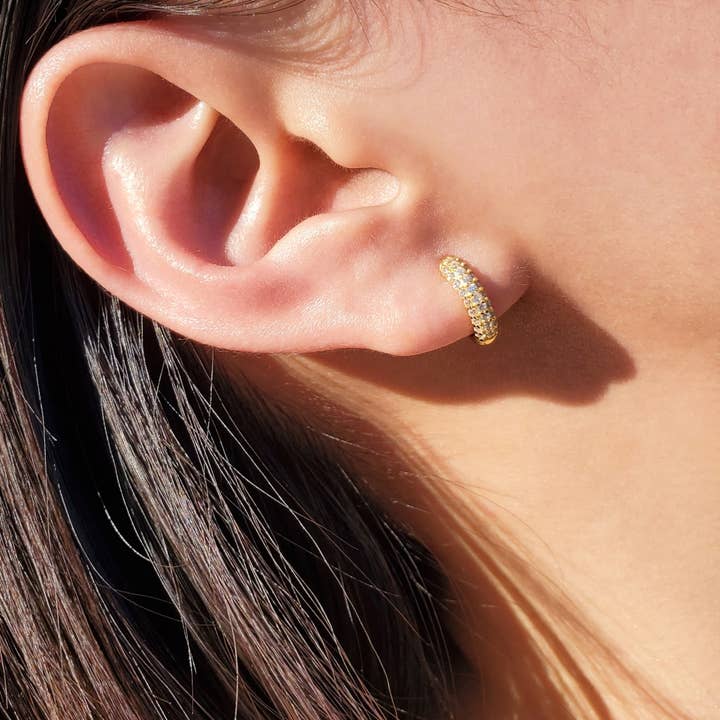 HolyBang Jewels - Wholesale Huggie Earrings - PAVE CZ DAINTY HUGGIE EARRINGS - E-HT1161