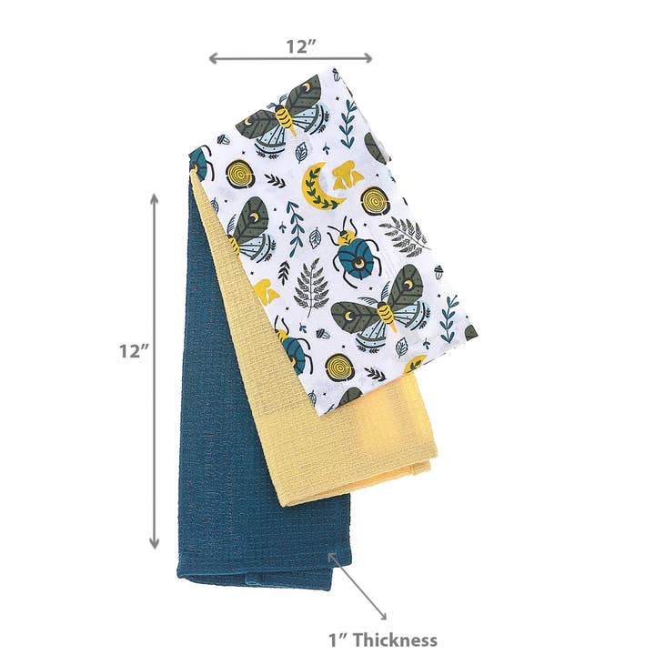 Multi Dish Cloth Set Of 3 Pcs Butterfly & Beetle for wholesale on Faire