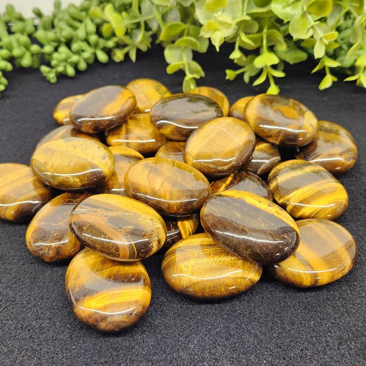 Meraki Gemstones - Wholesale Spiritual Stone/Crystal - Yellow Tiger Eye (0.5kg/1.1lbs.) Palm Stones/Pillow Shape