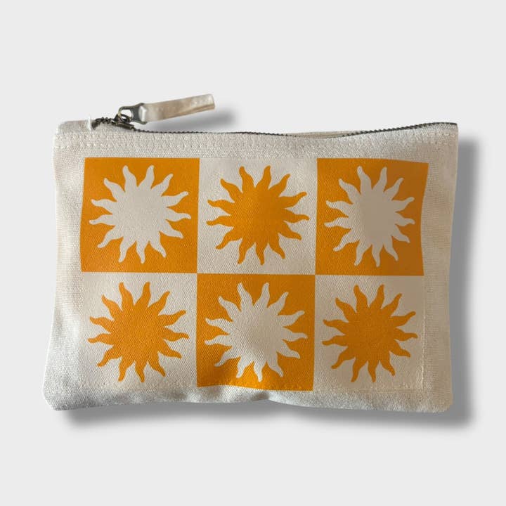 Yellow Checkerboard Canvas Pouch for wholesale by Betty Ratbag