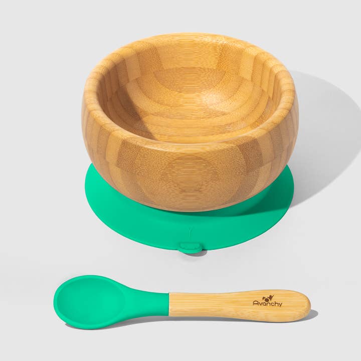 Tigela de sucção Avanchy Baby Bamboo Stay Put + Colher por atacado de Avanchy