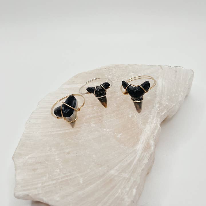 Seastainably Made - Wholesale Cocktail/Statement Ring - Shark Tooth Wire Wrapped Ring