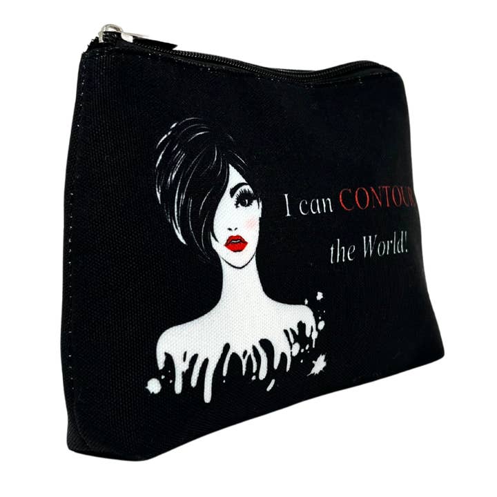 Black White Red Contour the World Cosemtic Bag for wholesale on Faire1