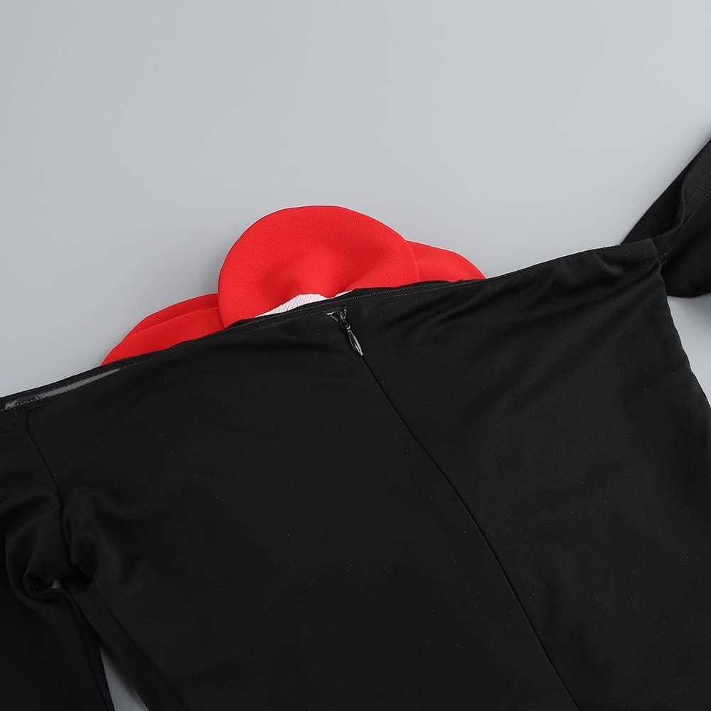 Black SY475 Elegant Floral Tube Top Backless Slit Dress for Women for wholesale on Faire13