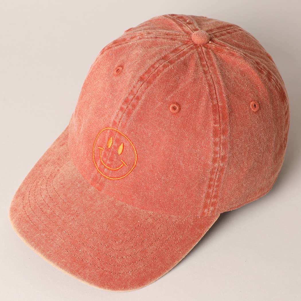 Fashion City - Wholesale Baseball Cap - Women's - Happy Face Embroidered Cotton Baseball Cap4
