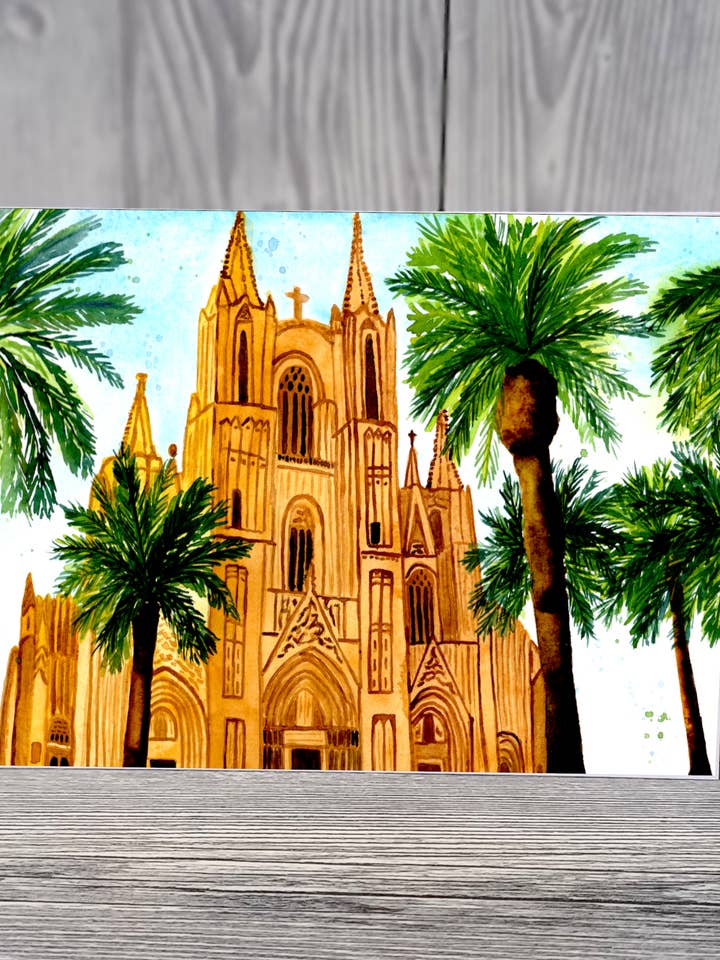 Carte de vœux – Majorque – motif aquarelle peint à la main pour la vente par Christina Jenne Art and Design