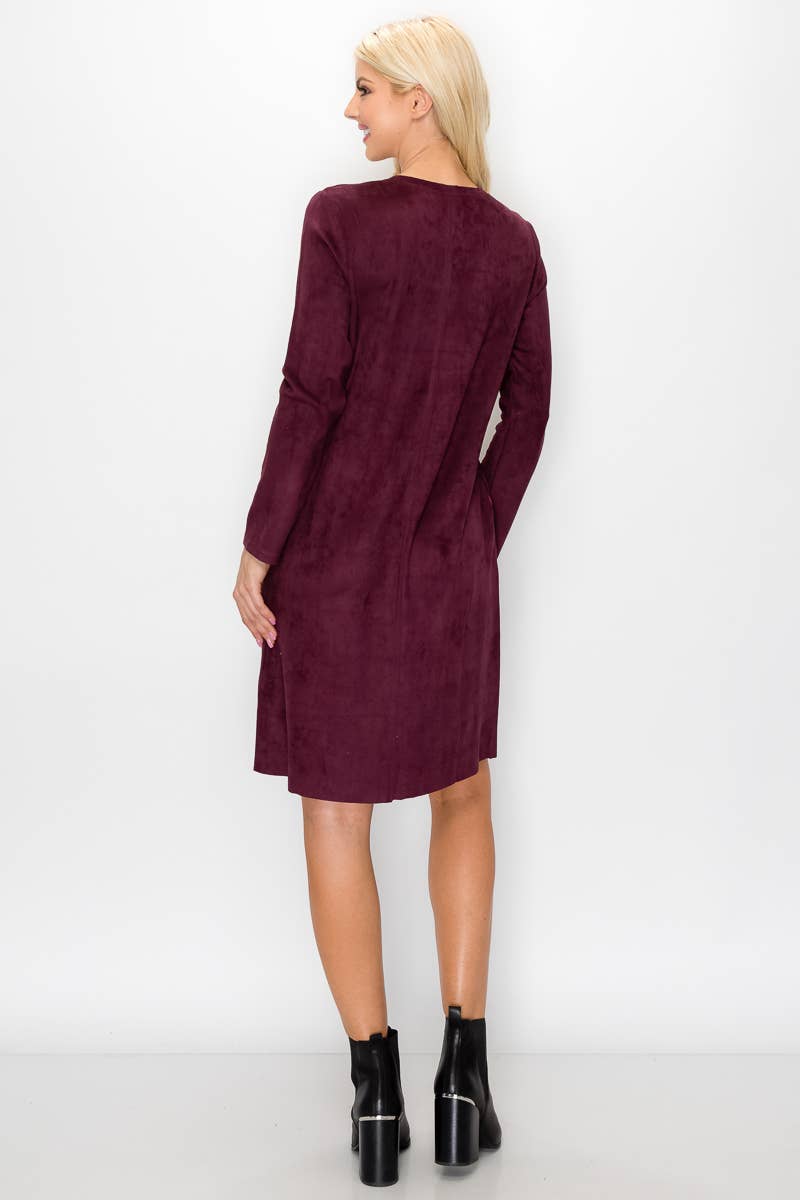 Joh Apparel – Vestido - Mulher por atacado – Vestido Aurora Stretch Camurça com Decote em V SEM Bolsos11