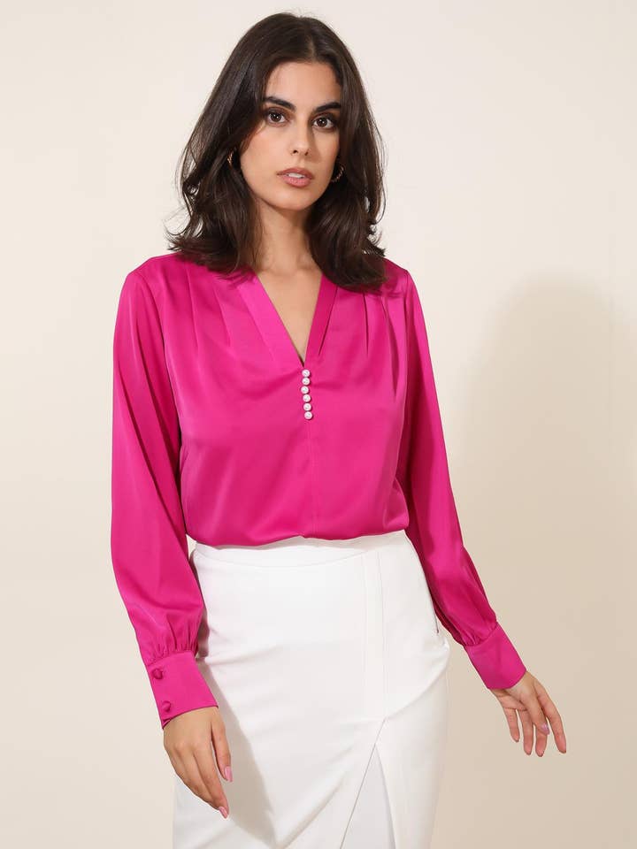 LULUMARY - Vendita all'ingrosso Camicetta - Donna - Blusa satinata H6725