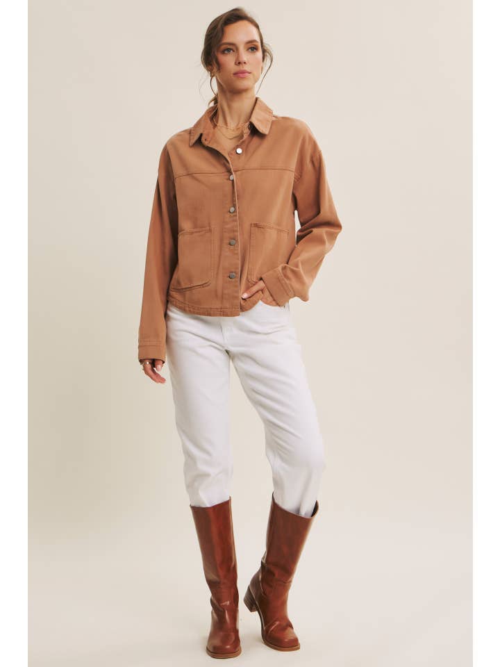 in february - Wholesale Jacket - Women's - ONE OF A KIND WASHED COTTON TWILL UTILITY OVERSIZED JACKET