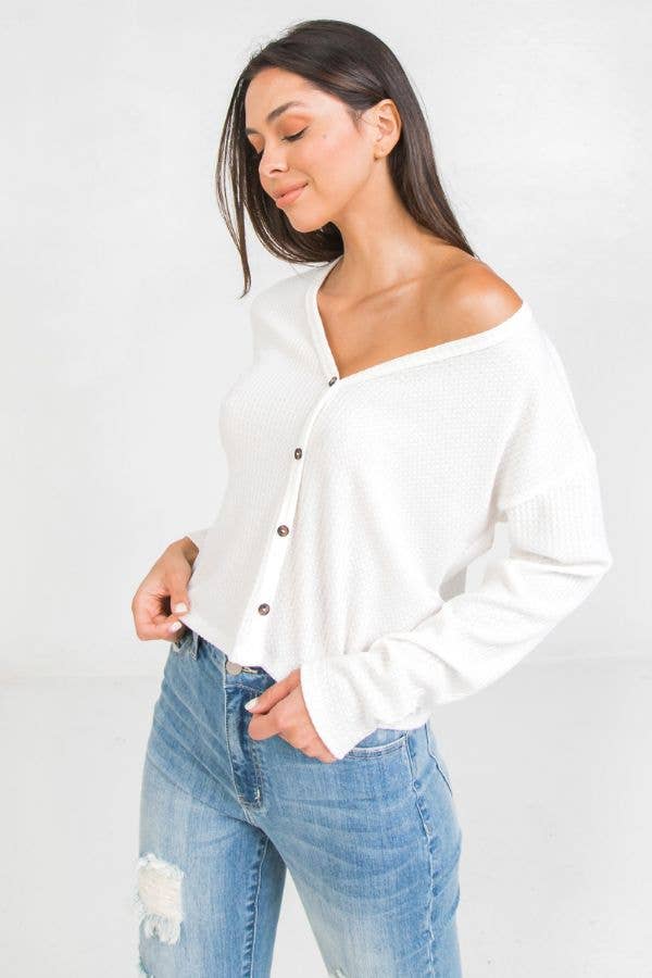 FLYING TOMATO - Wholesale Gebreide top - Dames - Een stevige gebreide top met wafelpatroon - AT2085FM7