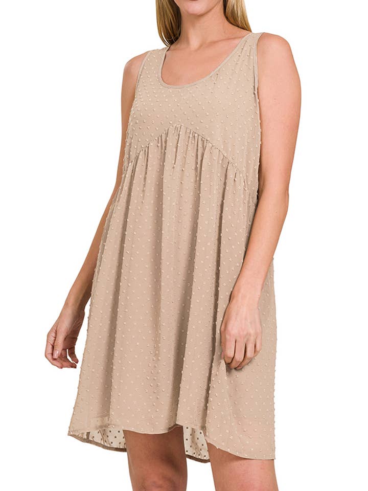 Swiss Dot Babydoll Scoop Neck Dress for wholesale by Vanilla Monkey