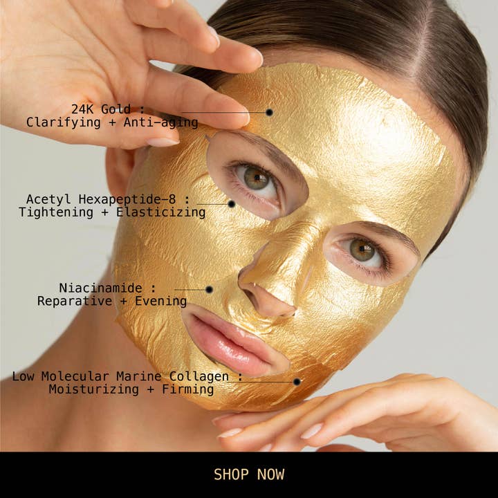 LAPCOS – Máscara facial por atacado – Máscara Facial Premium com Folha de Ouro 24k - Kit com 5 Unidades2