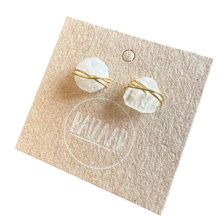 Baizaar - Wholesale Stud/Post Earrings - Wrapped Raw Stone Stud Earrings