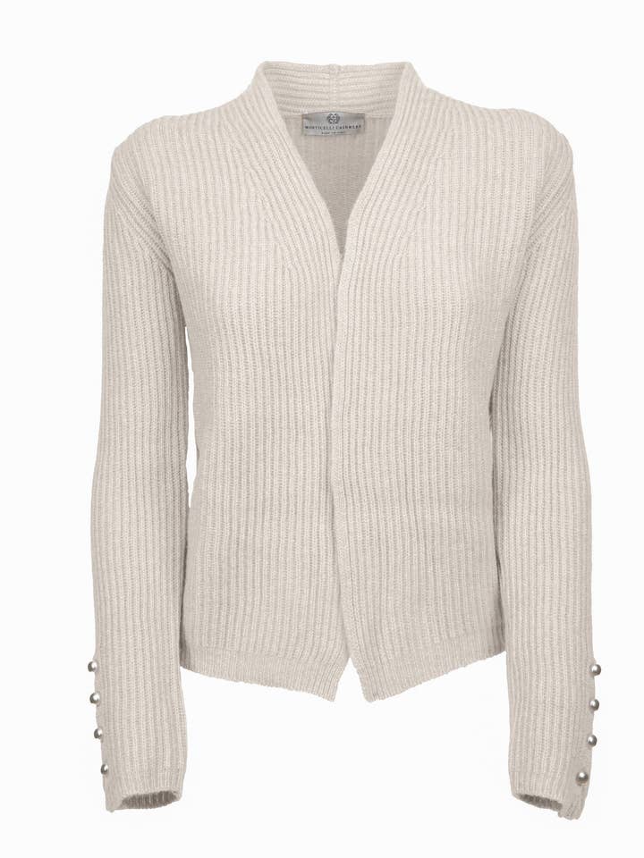 Women's Cashmere Fisherman's Rib Blazer Milk White for wholesale by Monticelli Cashmere