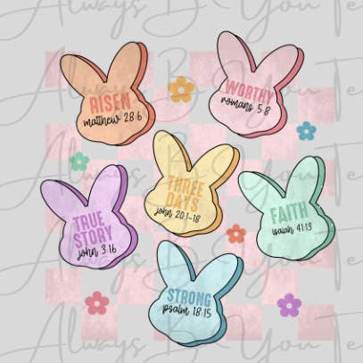 Bible Verse Easter Bunnies DTF Transfer for wholesale by Always B You Tees