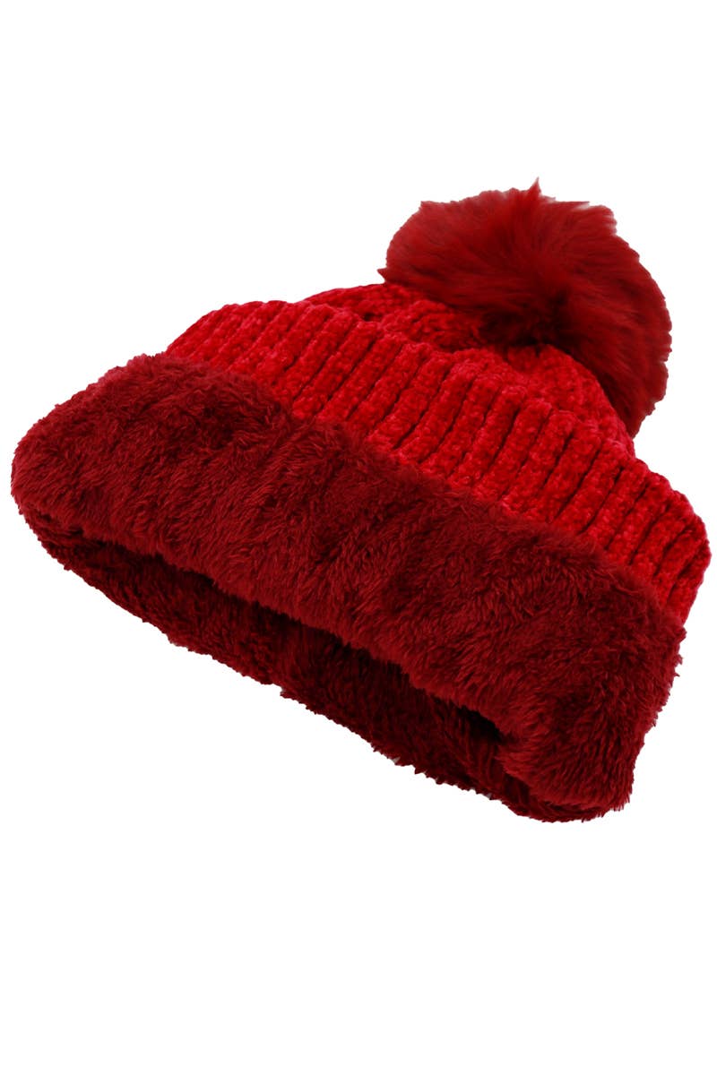 Cap Zone - Wholesale Beanie - Women's - Velvet Fleece Knitted Sherpa Fur Lined Beanies11