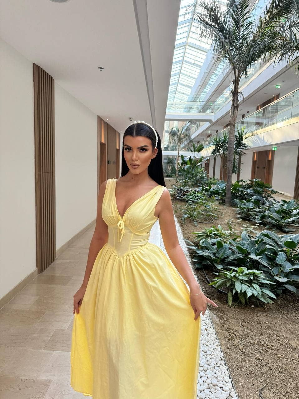 Standpoint Top – Vestido - Mulher por atacado – Vestido Riviera Maxi – Corpete – Laço Frontal – 120110