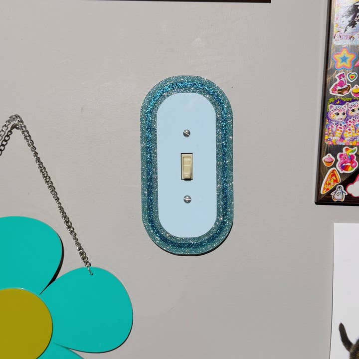 The Kitschy Cactus - Wholesale Wall Accent - Blue Glitter Light Switch Cover1