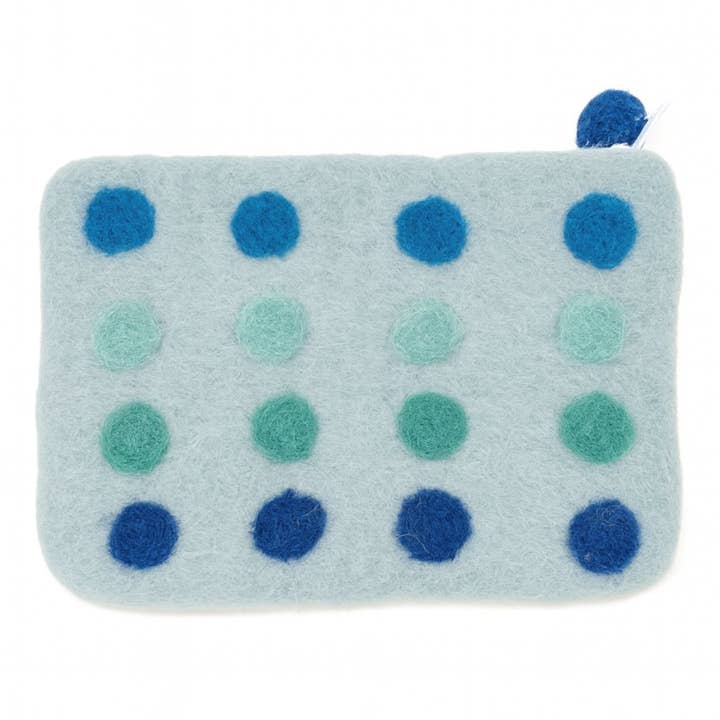 Ocean Felt Zipper Pouch, Blue for wholesale by Global Crafts