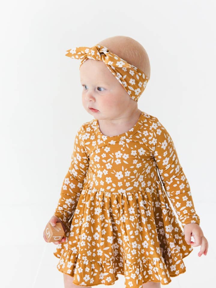 Jammie Session formerly Big Dreams Little Jammies - Wholesale Dress - Baby - Honey Blooms Long Sleeve Bodysuit Twirl Dress1