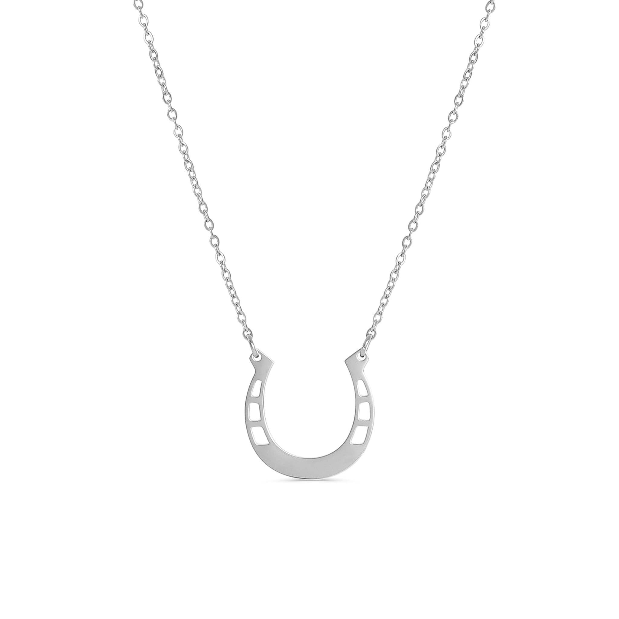 WJW - Wholesale Pendant/Charm Necklace - 18" Engravable Stainless Steel Horseshoe Necklace0